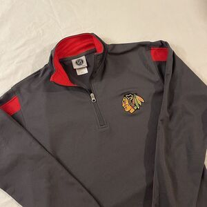 Chicago Blackhawks NHL 1/4 Zip Pullover Jacket Men's Size Small Gray Long Sleeve